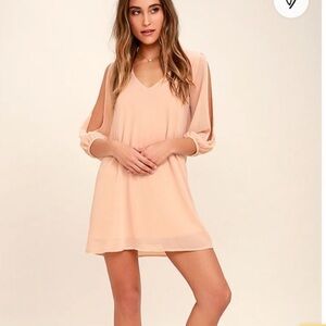 Lulu’s Shifting Dears Blush Pink Open Sleeve Dress